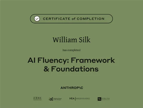 Anthropic certificate of completion: AI Fluency: Framework & Foundations