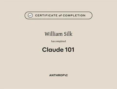 Anthropic certificate of completion: Claude 101